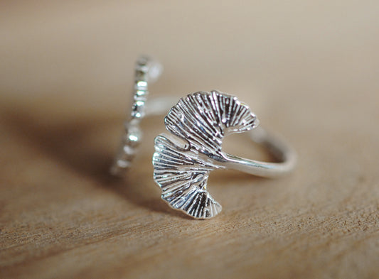 925er Silber Ring Ginkgo