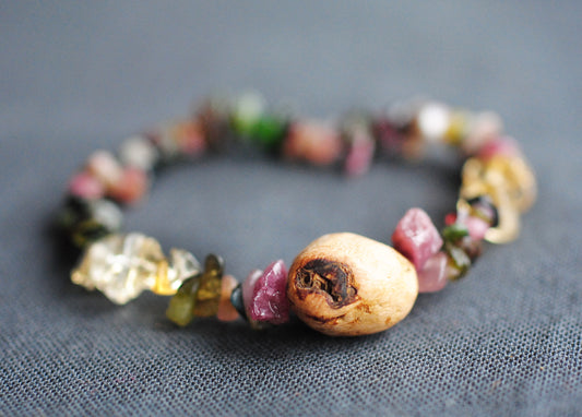 Hoffnung ✧ Baumperlen-Armband ✧ Citrin & Turmalin ✧ Unikat