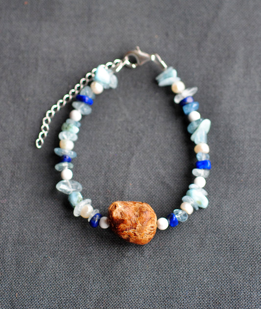 Weite ✧ Baumperlen-Armband ✧ Larimar & Aquamarin ✧ Unikat