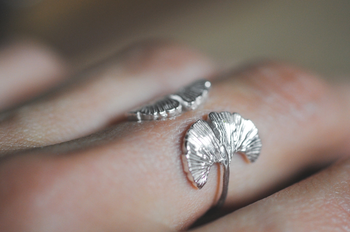 925er Silber Ring Ginkgo
