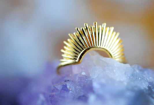 Vergoldeter 24K Ring Sonne