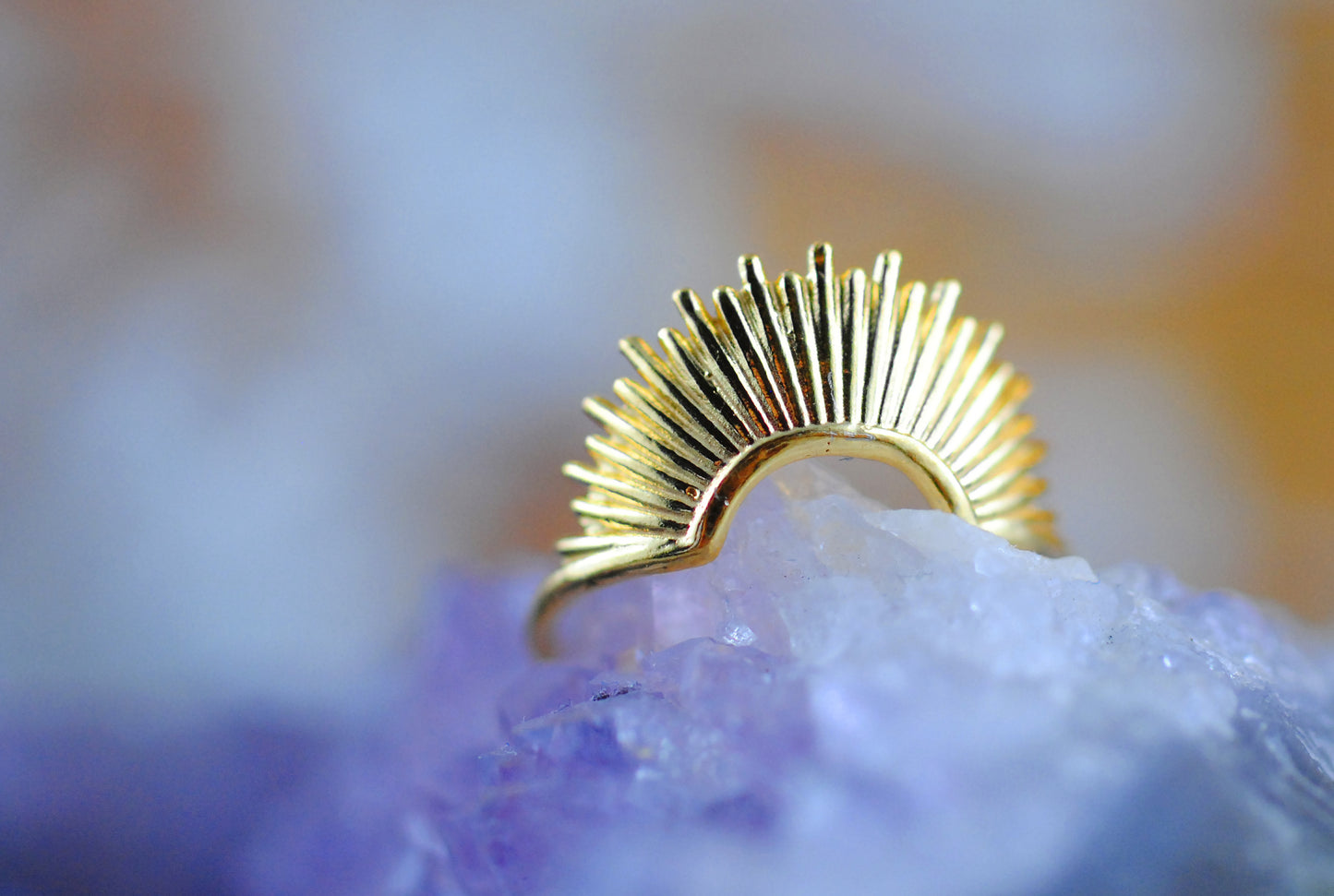 Vergoldeter 24K Ring Sonne