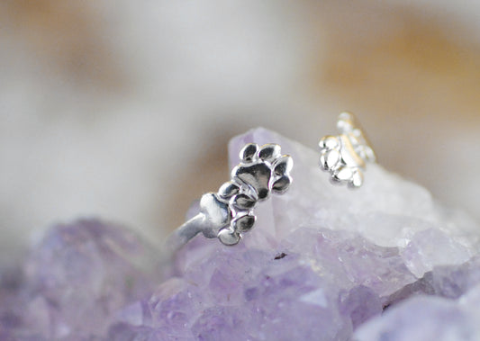 925er Silber Ring Pfötchen, Tierliebe, Pfote