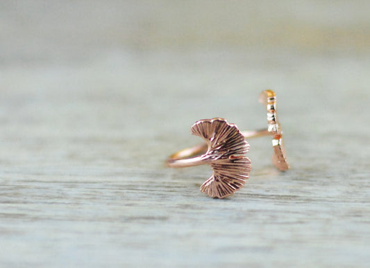 18 K Roségold Ring Ginkgo