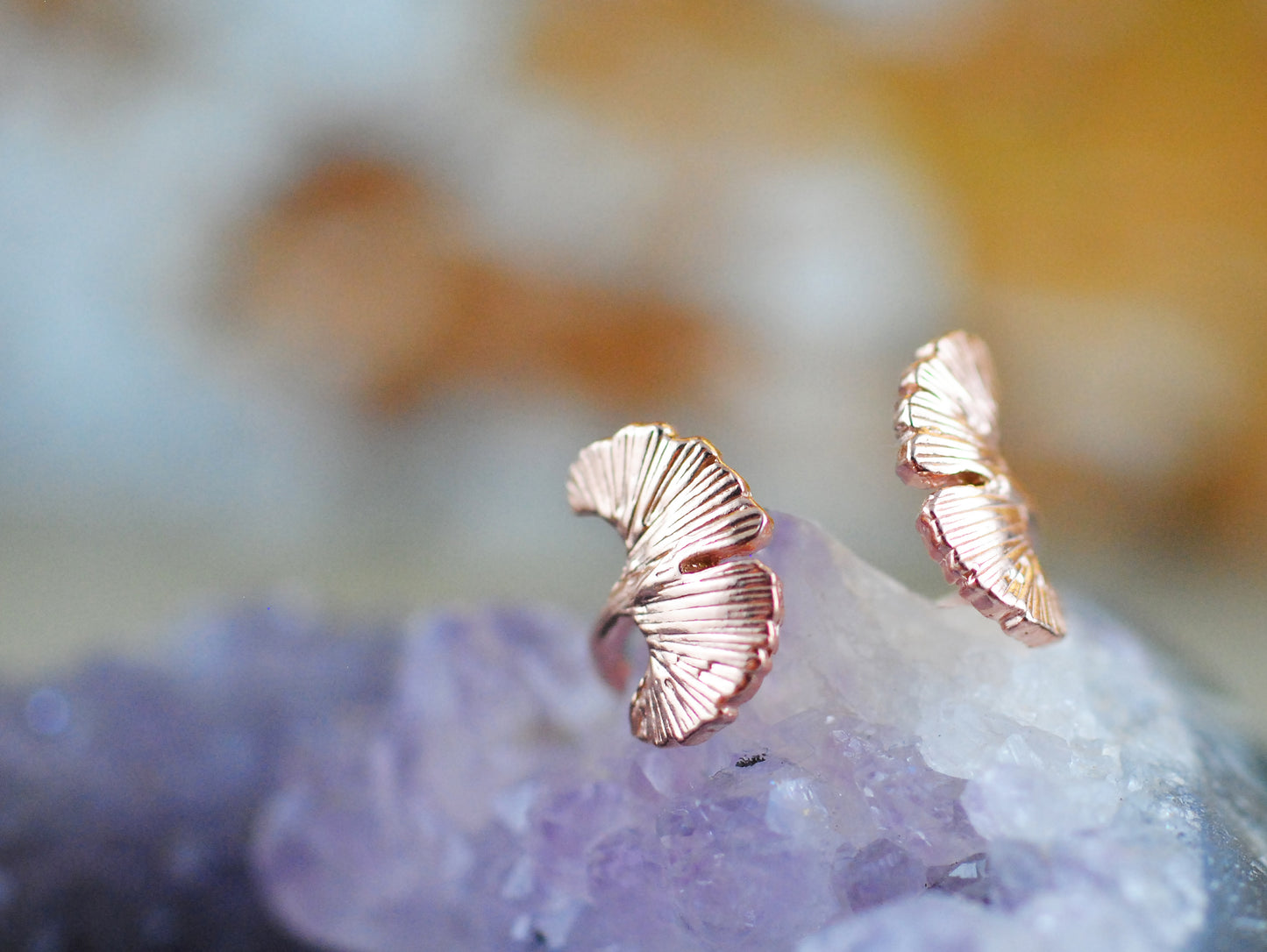 18 K Roségold Ring Ginkgo