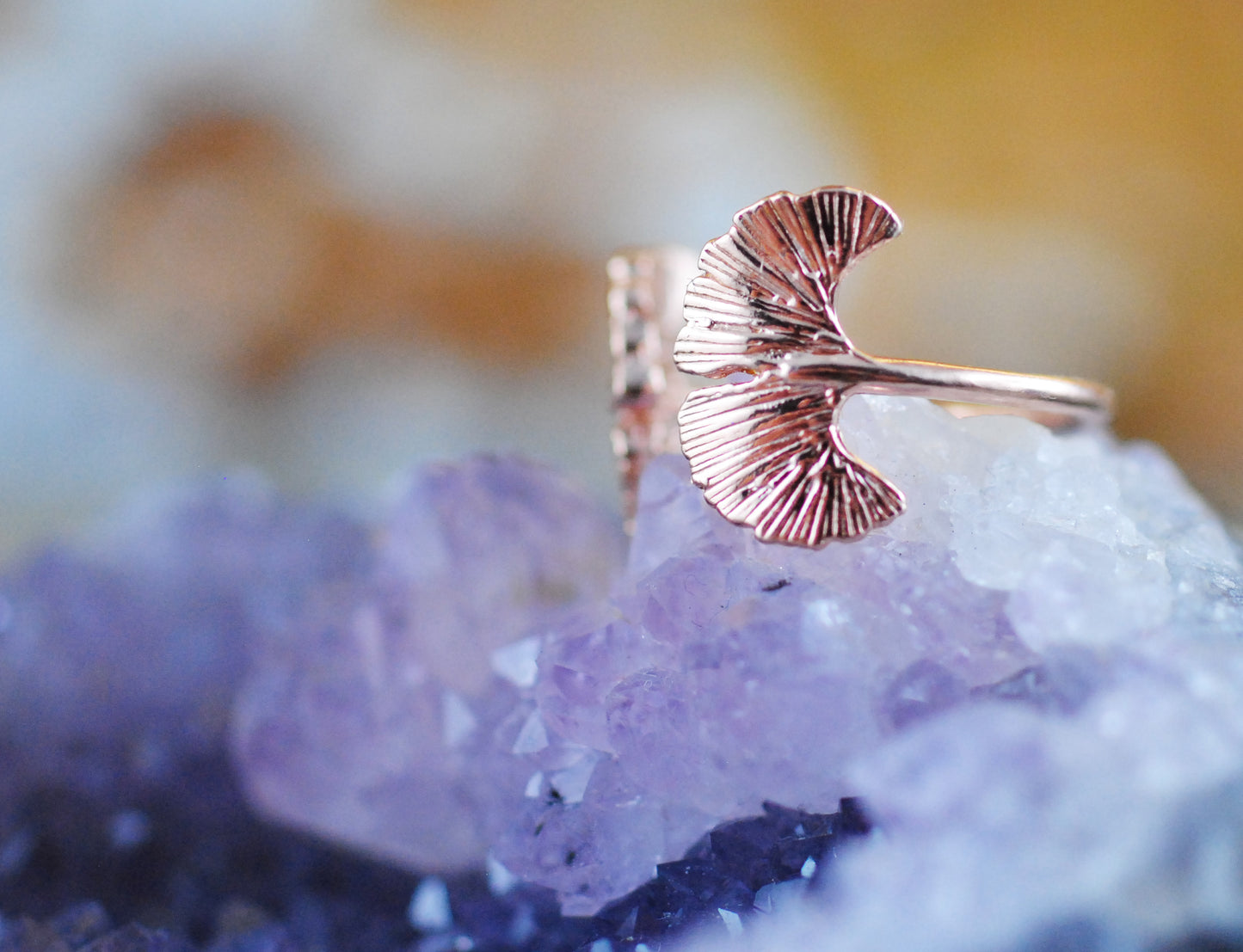 18 K Roségold Ring Ginkgo
