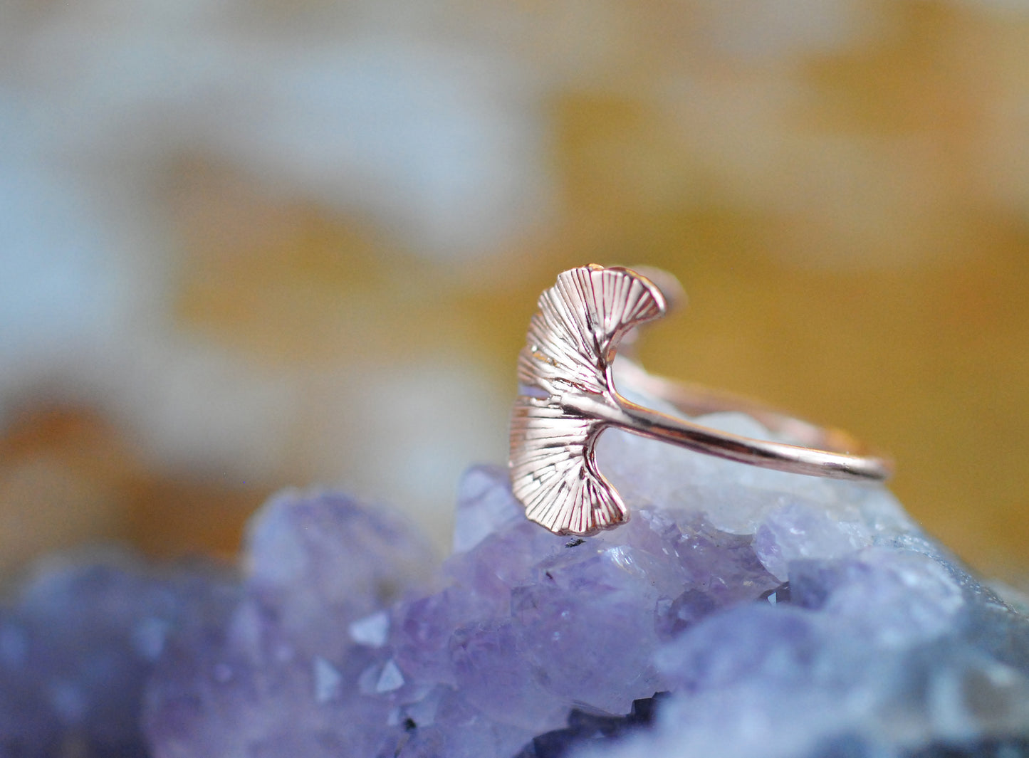 18 K Roségold Ring Ginkgo