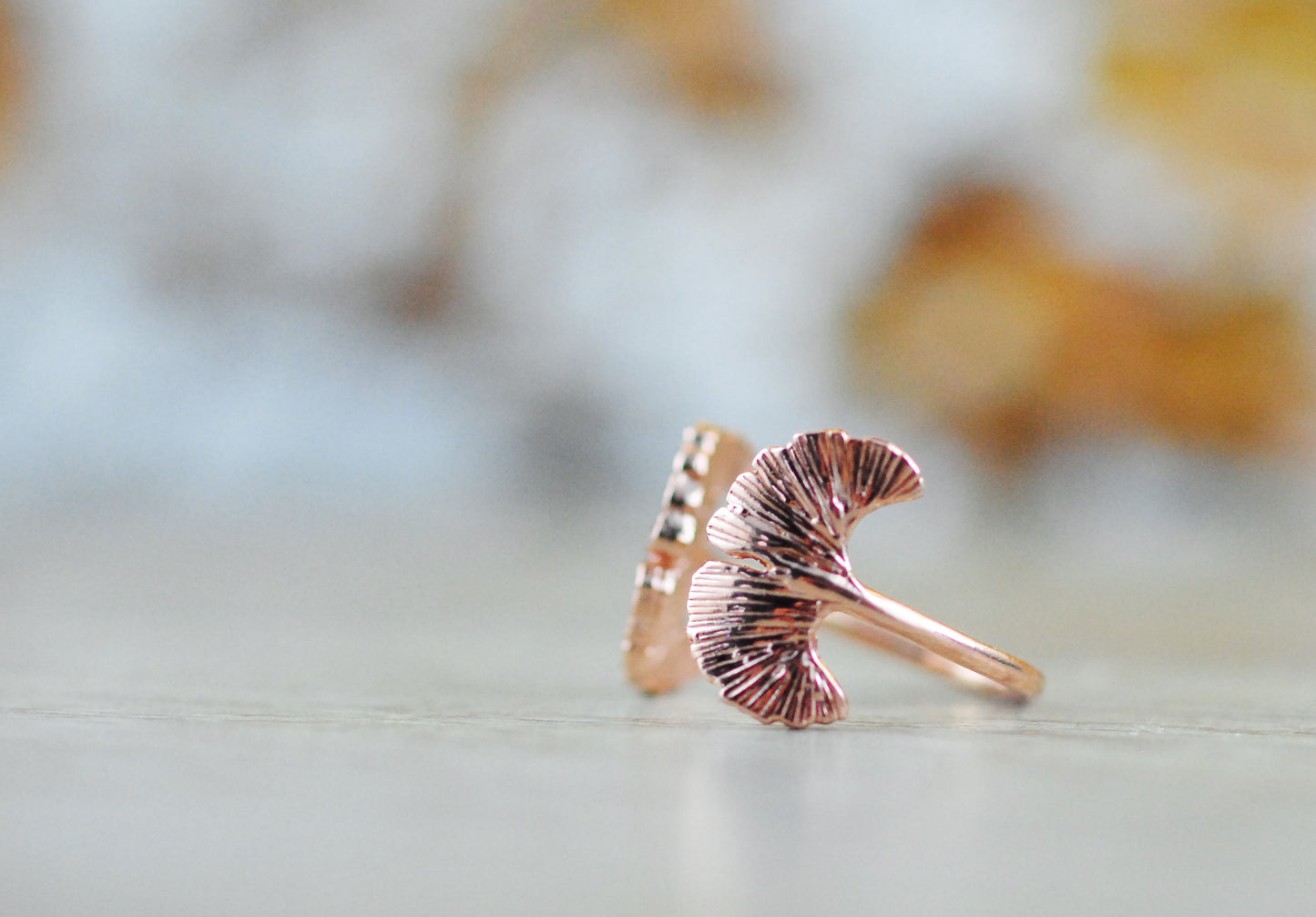 18 K Roségold Ring Ginkgo