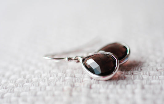 "Tropfen der Erde" Ohrhänger Rauchquarz Silber925