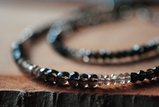 "Erdung & Sonne" Unikat-Schmuckset mit facettiertem Rauchquarz