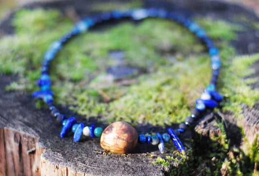 Fokus ✧ Baumperlen-Kette ✧ Shattuckit & Lapislazuli ✧ Unikat