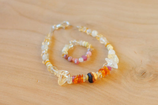 Leichtigkeit ✧ Baumperlen-Armband & Ring ✧ Bernstein & Citrin ✧ Unikat