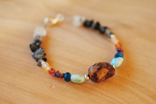 Erwachen & Neubeginn ✧ Baumperlen-Armband ✧ Turmalinquarz & Larimar ✧ Unikat