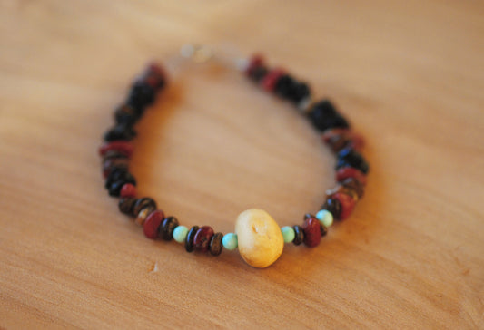 Erdung ✧ Baumperlen-Armband ✧ Roter Jaspis & Turmalin ✧ Unikat