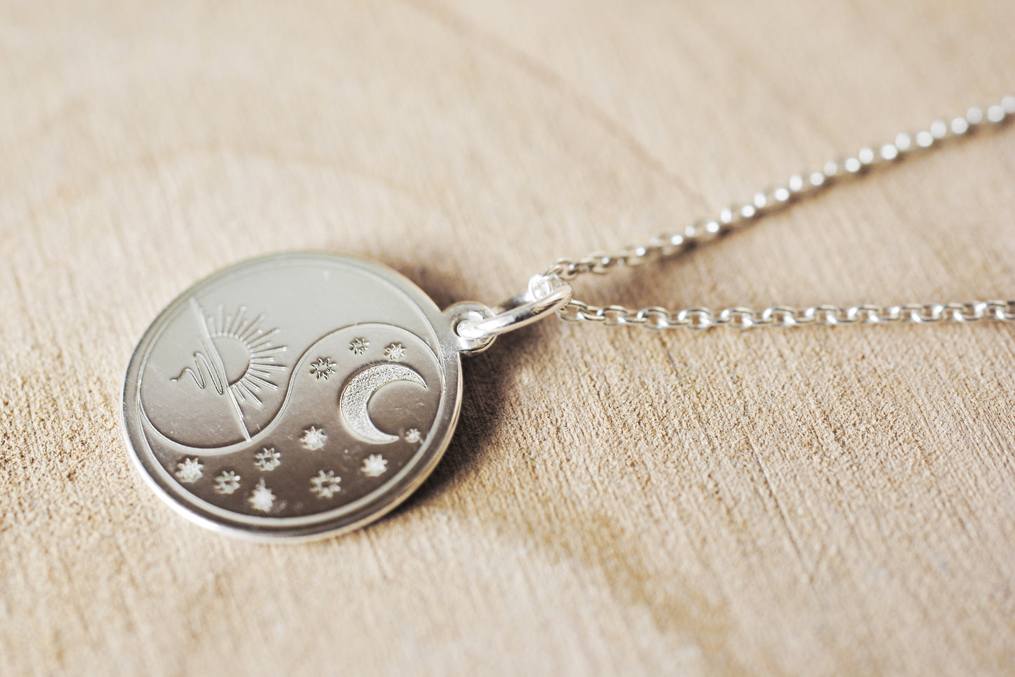 925er Silber Anhänger "Sonne & Mond" III optional mit Kette
