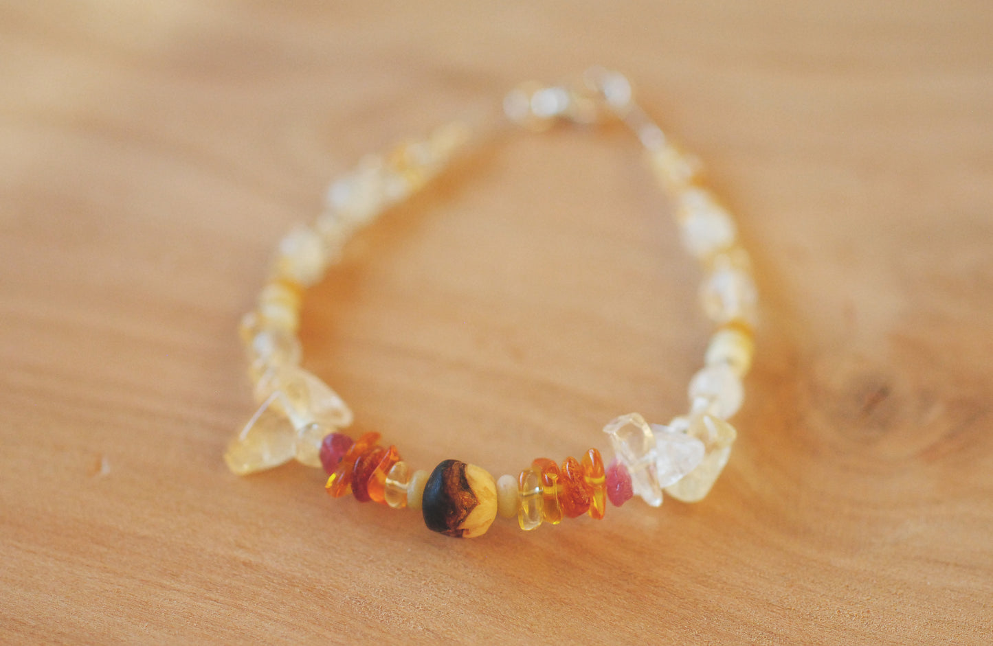 Leichtigkeit ✧ Baumperlen-Armband & Ring ✧ Bernstein & Citrin ✧ Unikat