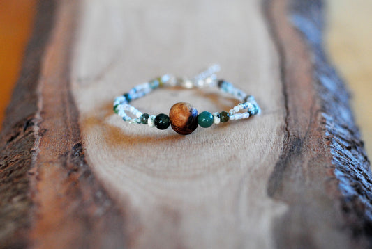 Verbundenheit ✧ Baumperlen-Armband ✧ Moosachat & Baumachat ✧ Unikat