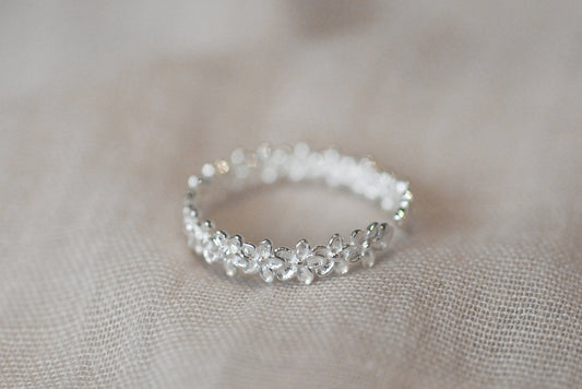 925er Silber Ring Kleine Blüten