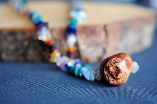 Lebenslust ✧ Baumperlen-Kette ✧ Edelsteinsplitter ✧ Unikat