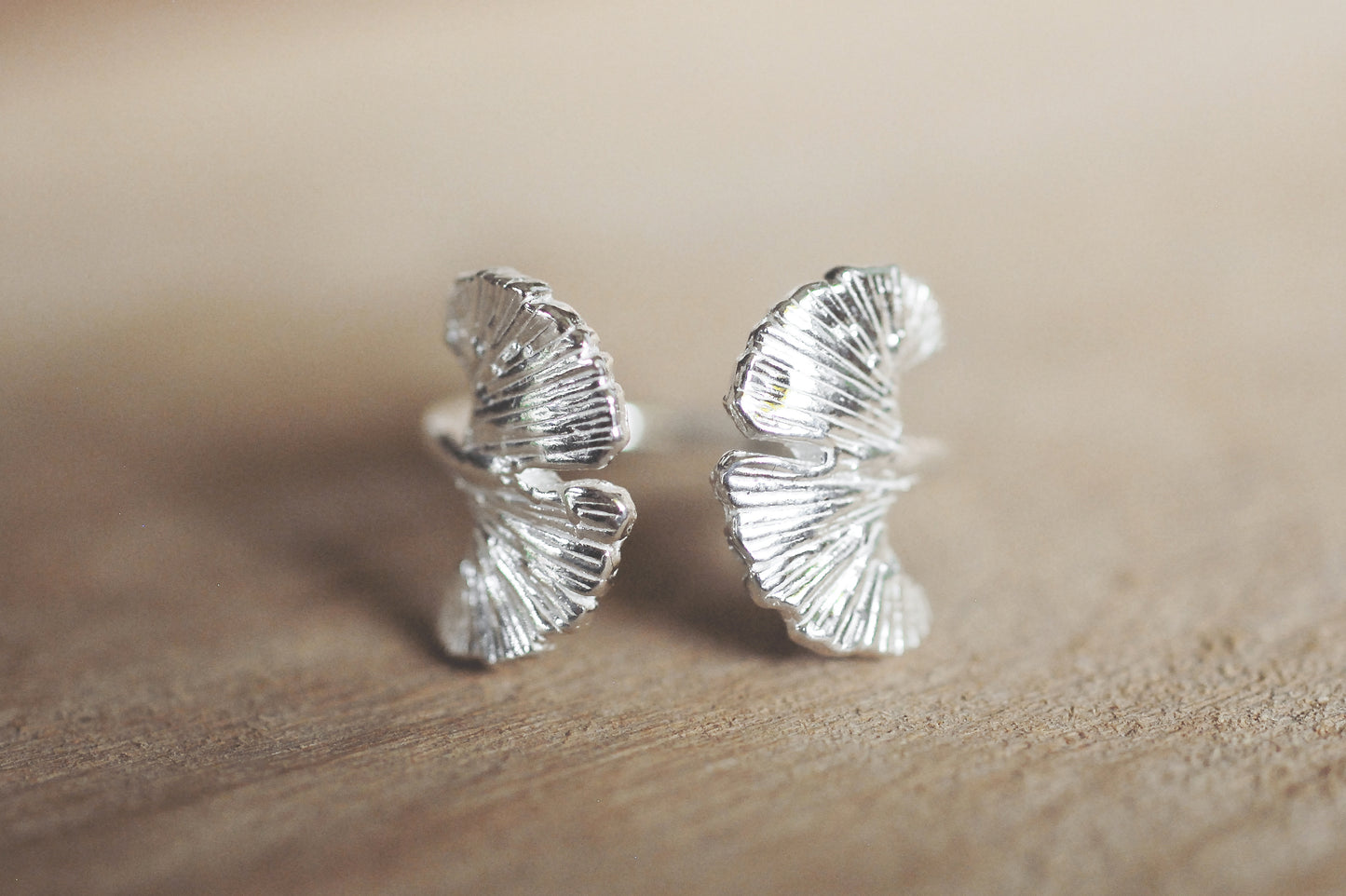925er Silber Ring Ginkgo
