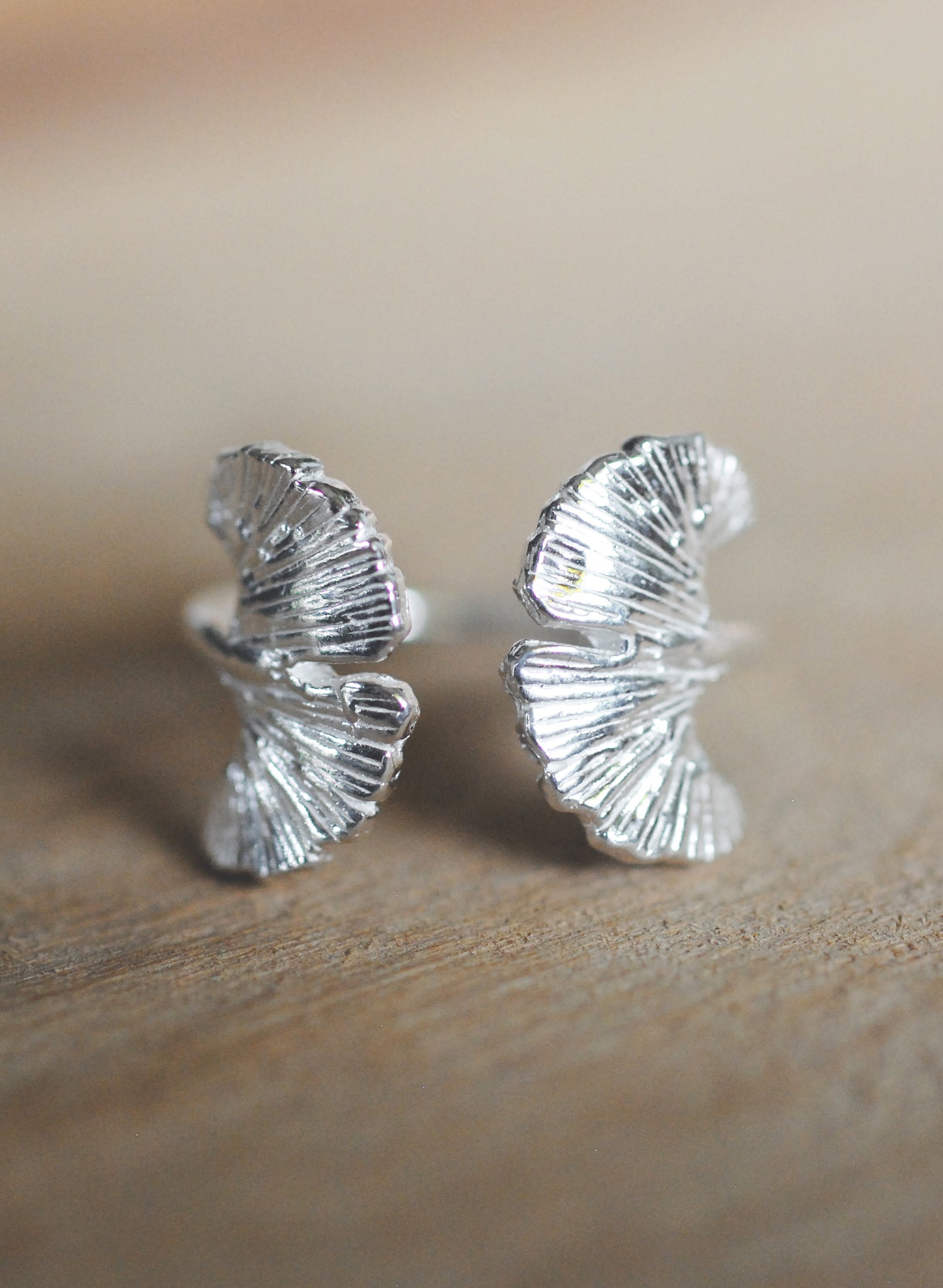 925er Silber Ring Ginkgo