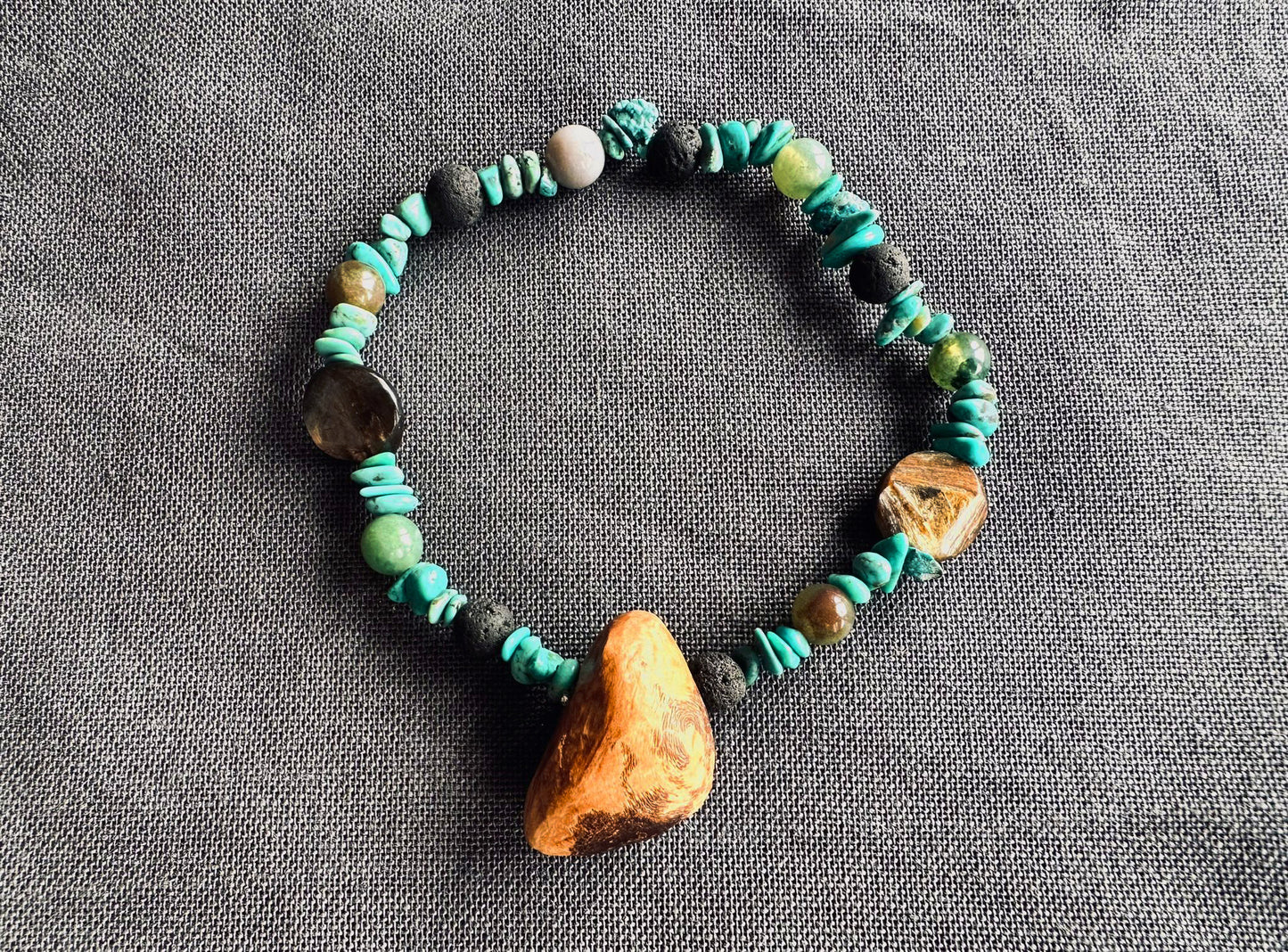Schutz ✧ Baumperlen-Armband ✧ Türkis & Muskovit ✧ Unikat