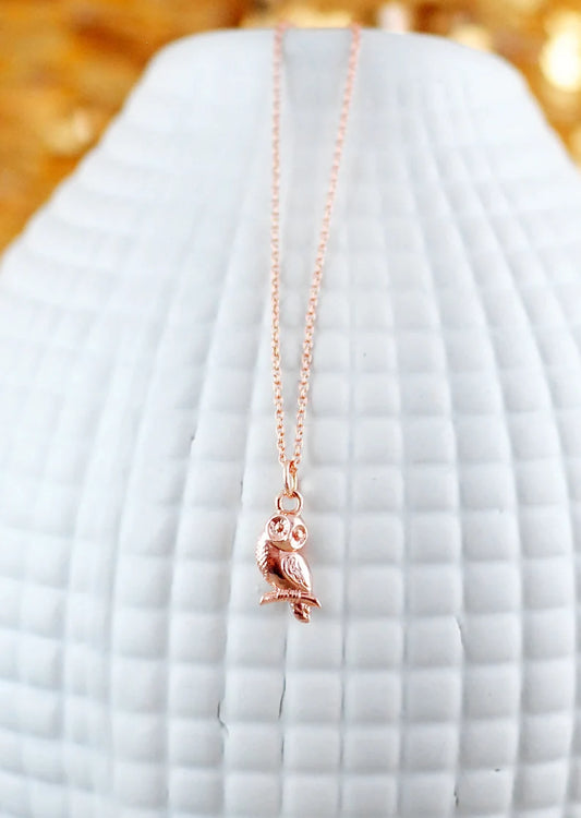 18 K Roségold vergoldete Kette "Eule"