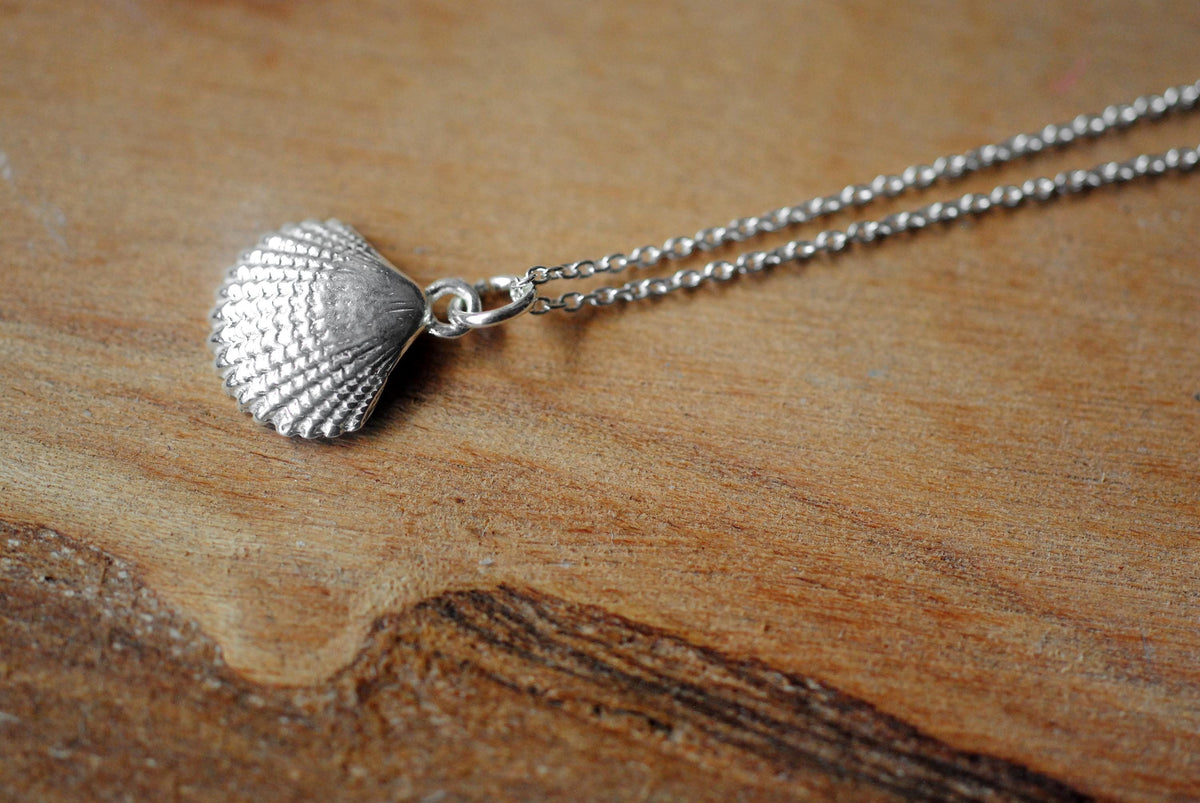 925er Silber Anhänger Muschel, Jakobsmuschel optional mit Kette