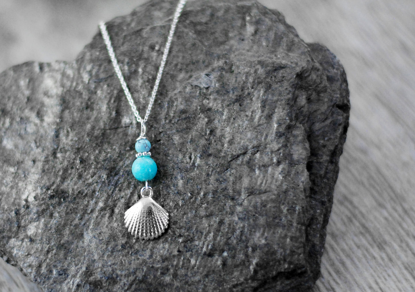925er Silber Kette "Klang des Ozeans" mit Amazonit und Türkis