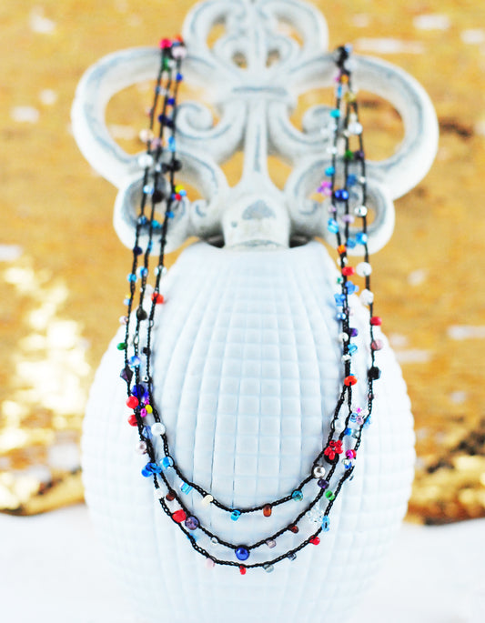 Collier "Lakshmi" UNIKAT mit Glasperlen, Farbenpracht