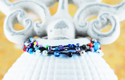 Armschmuck "Lakshmi" UNIKAT mit Glasperlen, Farbenpracht