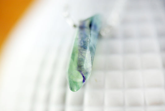 925er Silber Fluorit Spitze Edelstein Kette Amulett