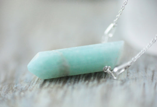 925er Silber Amazonit Spitze Edelstein Kette Amulett