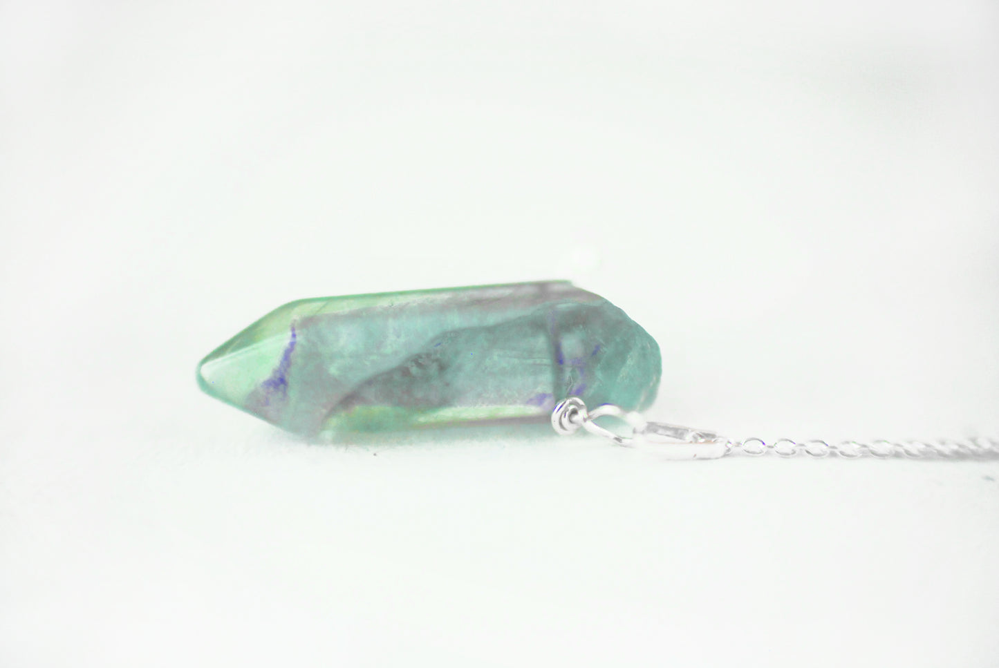 925er Silber Fluorit Spitze Edelstein Kette Amulett