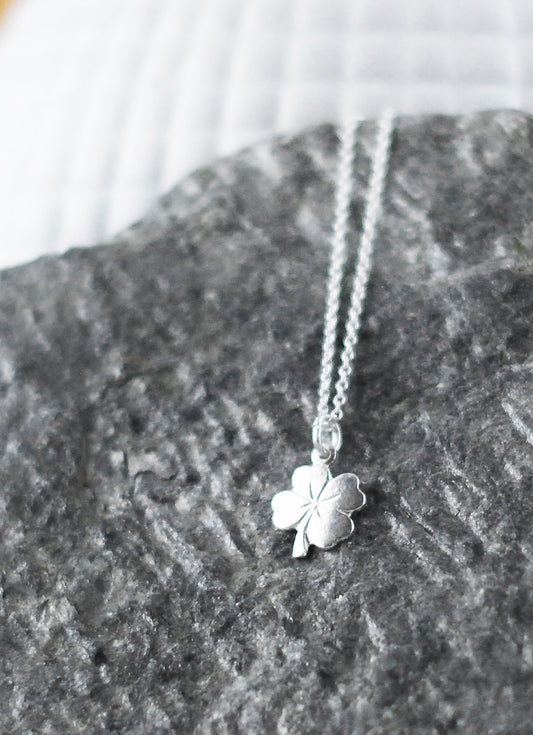 925er Silber Kette "Viel Glück" Kleeblatt