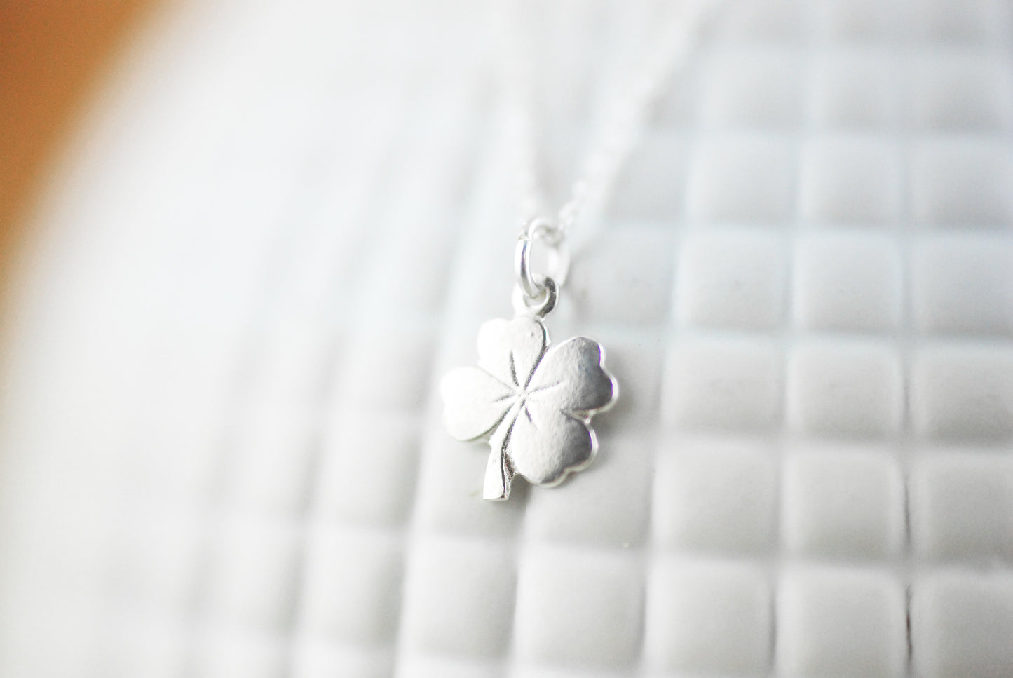 925er Silber Kette "Viel Glück" Kleeblatt