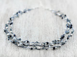 Mondschein / UNIKAT-Collier mit Blaufluss, Lava und versilberten Perlen