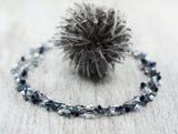 Mondschein / UNIKAT-Collier mit Blaufluss, Lava und versilberten Perlen