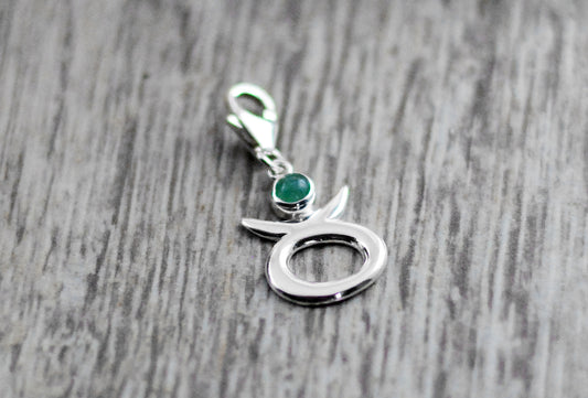 925er Echtsilber-Charm Stier mit Aventurin - Sternzeichen Schmuck