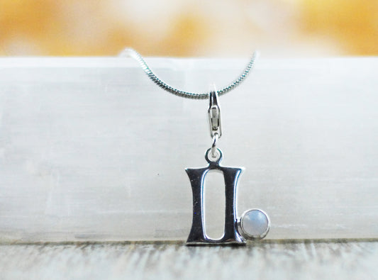 925er Echtsilber-Charm Zwilling mit Chalcedon - Sternzeichen Schmuck