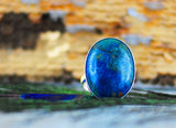 Blauer Jaspis Ring 925er Sterling Silber