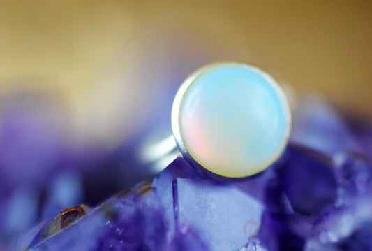 Mondstein Ring versilbert