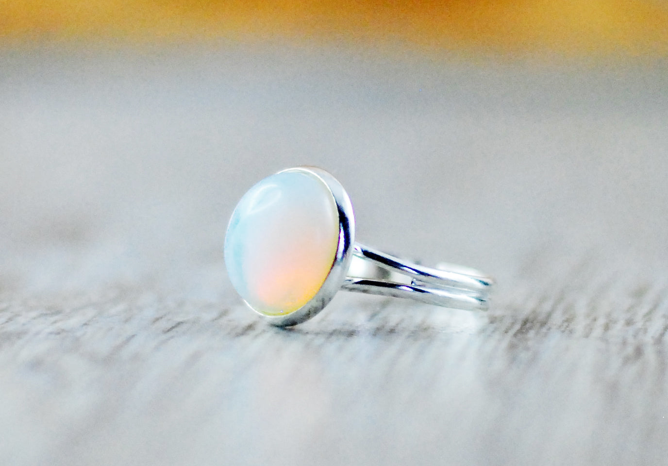 Mondstein Ring versilbert