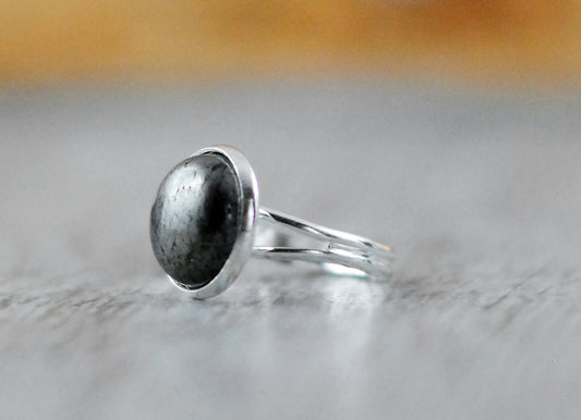 Pyrit Ring versilbert