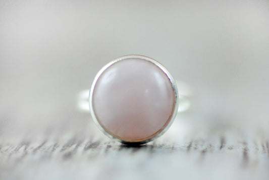 Rosenquarz Ring versilbert