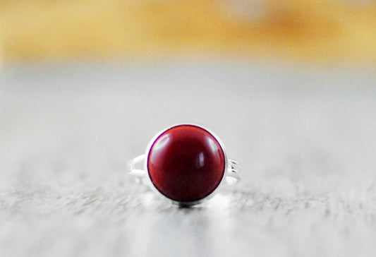 Jaspis Ring versilbert