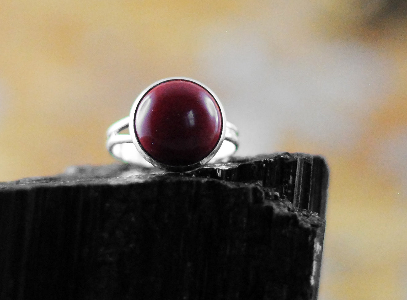 Jaspis Ring versilbert