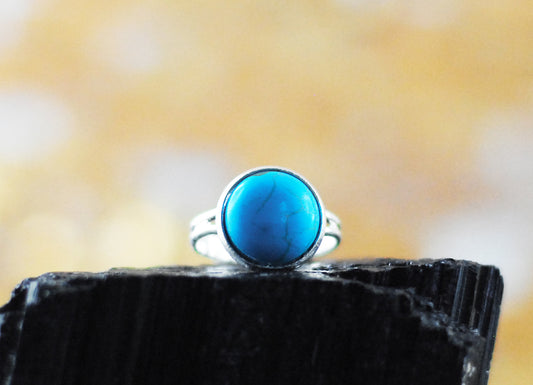 Türkis Ring versilbert