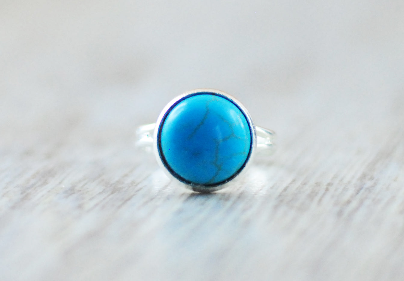 Türkis Ring versilbert