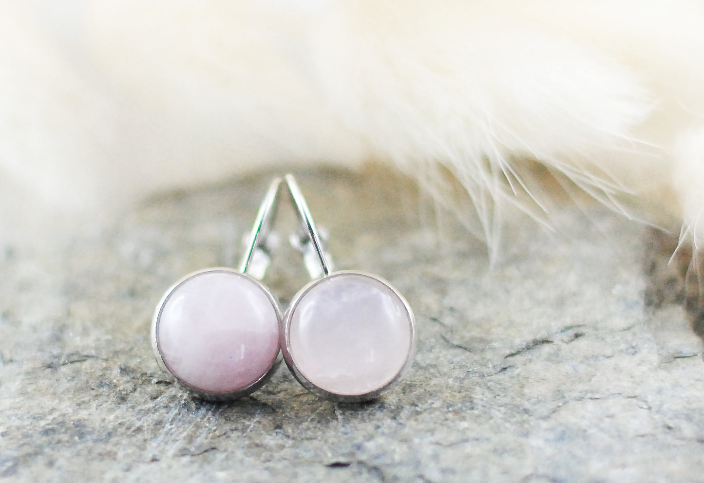 Edelstein-Ohrhänger Rosenquarz